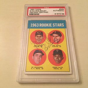 1963 Topps Pedro Oliva Rookie Card RC #228 PSA Authentic Two Signatures!